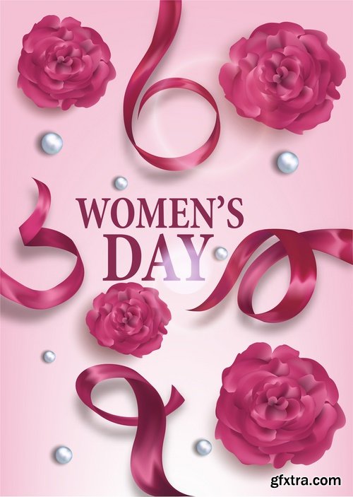 Collection of 8 March International Women\'s Day invitation card flyer banner 25 EPS