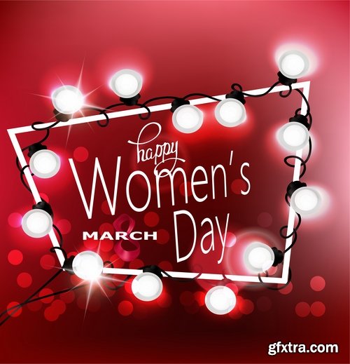 Collection of 8 March International Women\'s Day invitation card flyer banner 25 EPS