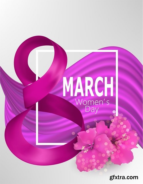 Collection of 8 March International Women\'s Day invitation card flyer banner 25 EPS