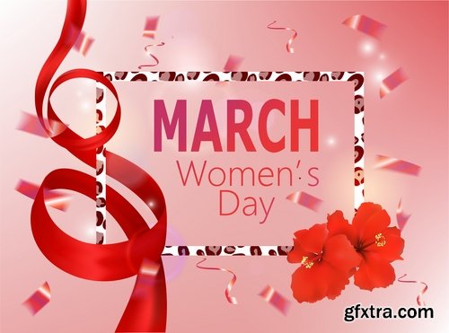 Collection of 8 March International Women\'s Day invitation card flyer banner 25 EPS