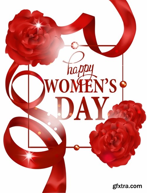 Collection of 8 March International Women\'s Day invitation card flyer banner 25 EPS