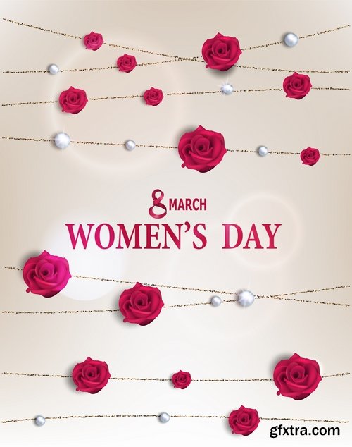 Collection of 8 March International Women\'s Day invitation card flyer banner 25 EPS