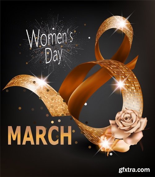 Collection of 8 March International Women\'s Day invitation card flyer banner 25 EPS