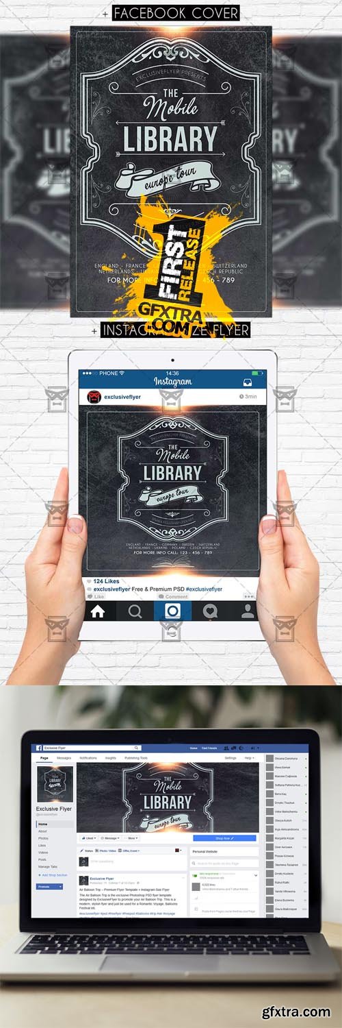 Mobile Library - Premium PSD Flyer Template
