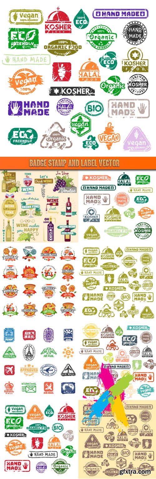 Badge stamp and label vector