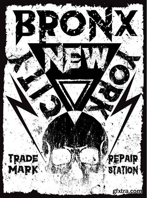 Vintage Motorcycle Skull Poster - T Shirt Design