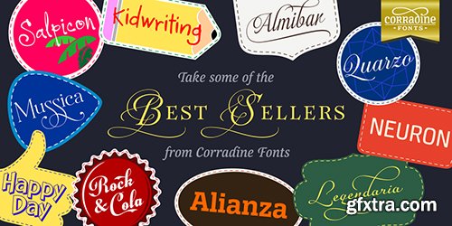 Corradine Fonts - Bestsellers Font Bundle 30xOTF