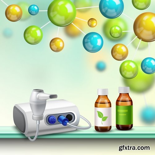 Collection of chemistry laboratory study icon flyer banner vector image 25 EPS