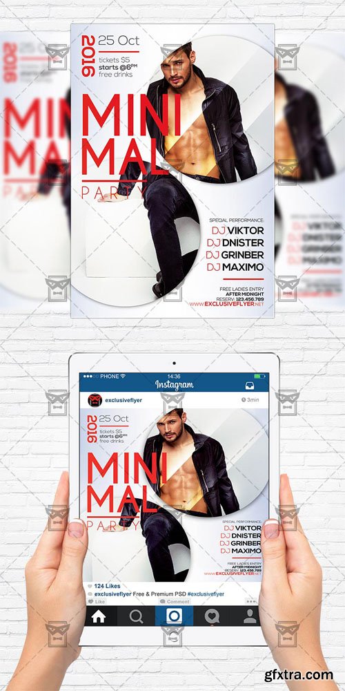 Minimal Party - Flyer Template+Instagram Size Flyer Minimal Party - Flyer Template+Instagram Size Flyer