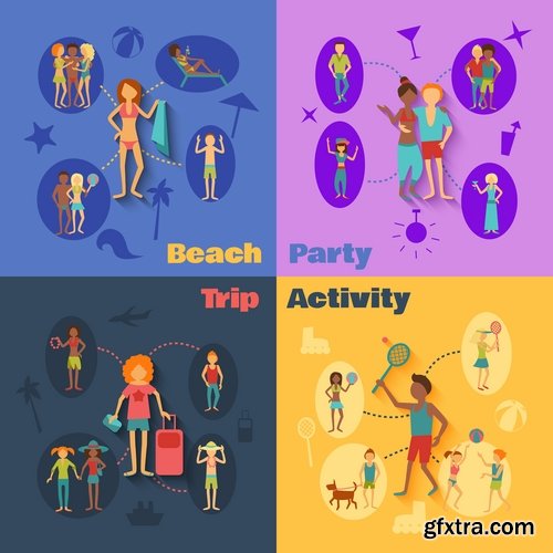 Travel Collection of infographics country camping equipment flyer banner vector image 25 EPS