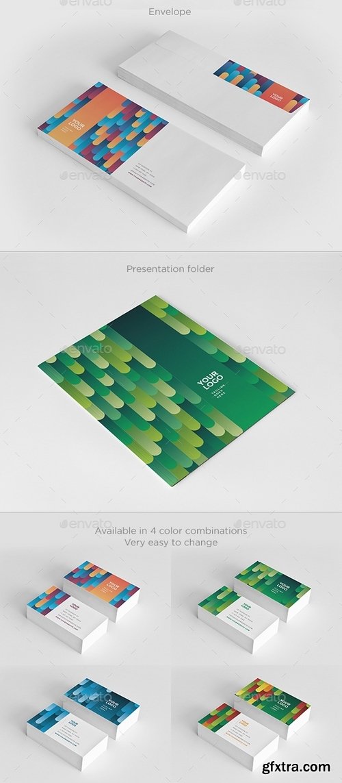 GraphicRiver - Cool Colorful Stripes Stationery 14374811