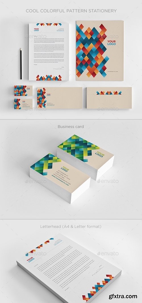 GraphicRiver - Cool Colorful Pattern Stationery 14806795