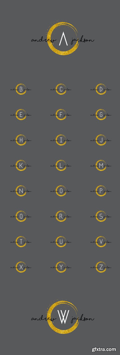 Vector Set - Letter Logos Design with Gold Rounded Texture