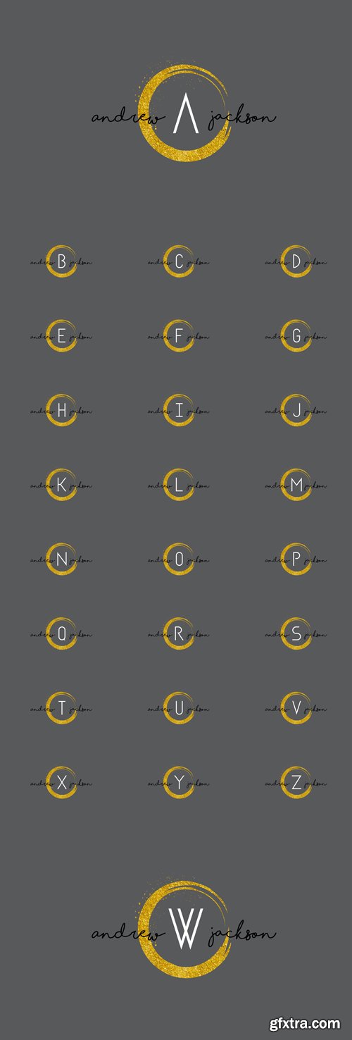 Vector Set - Letter Logos Design with Gold Rounded Texture Vector Set - Letter Logos Design with Gold Rounded Texture