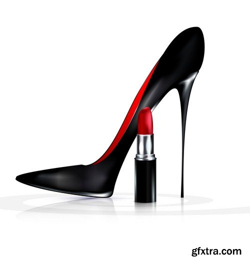 Women's shoes and lipstick - 5 EPS