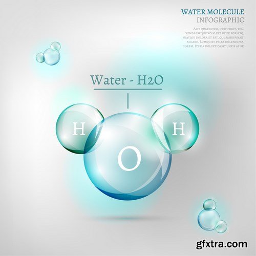 Water molecule - 17 EPS Vector Stock