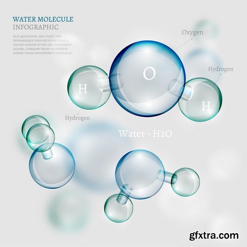 Water molecule - 17 EPS Vector Stock