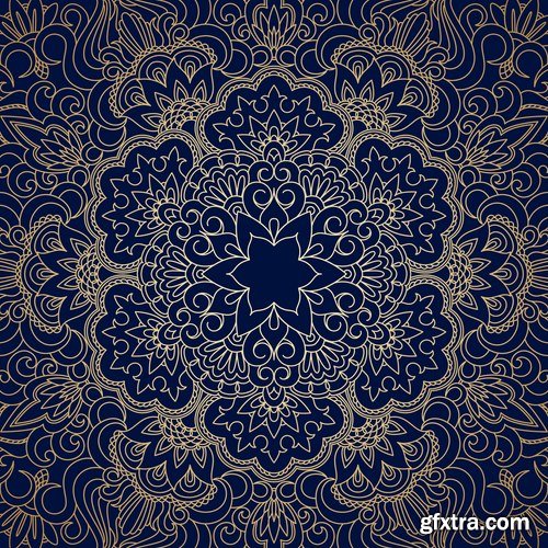 Collection of calligraphic decoration ethnic frame border panel pattern background is cover 25 EPS