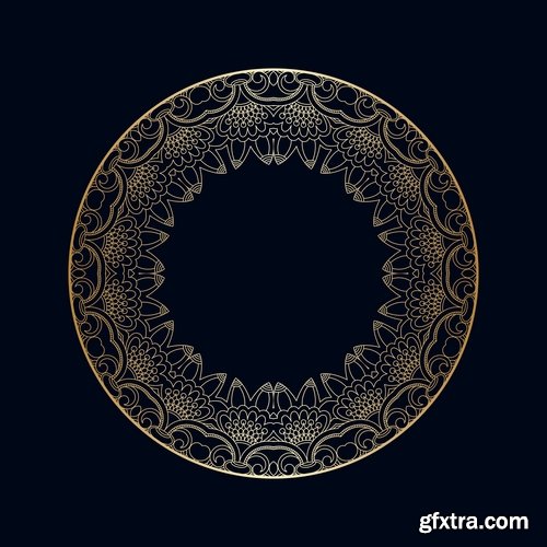 Collection of calligraphic decoration ethnic frame border panel pattern background is cover 25 EPS