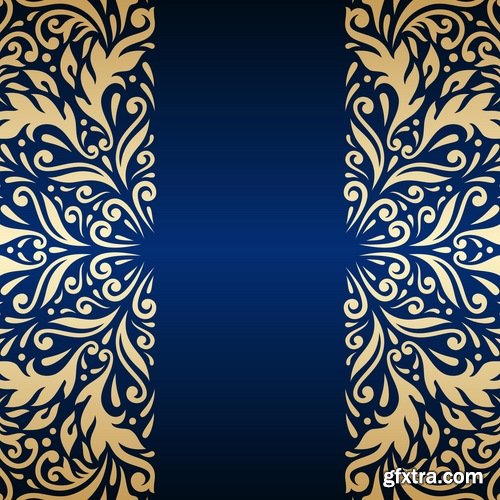 Collection of calligraphic decoration ethnic frame border panel pattern background is cover 25 EPS