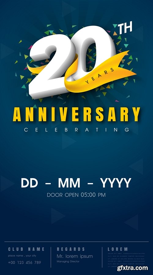 Anniversary invitation card template design - 98 EPS