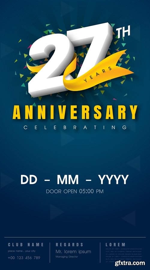 Anniversary invitation card template design - 98 EPS