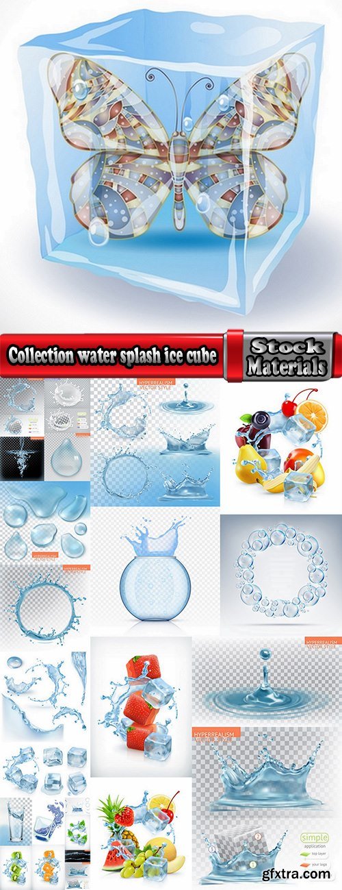 Collection water splash ice cube background is water droplet a splash of vector image 25 EPS