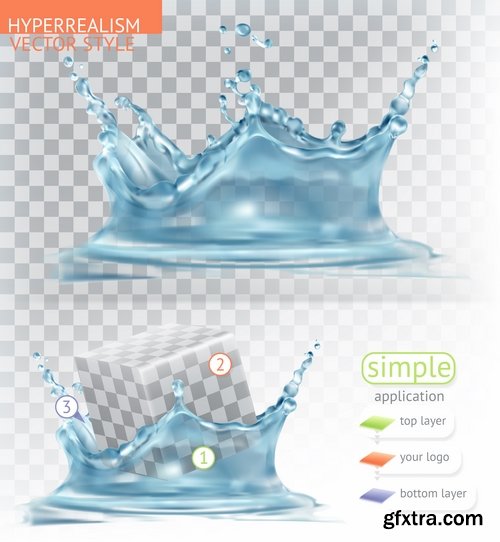 Collection water splash ice cube background is water droplet a splash of vector image 25 EPS