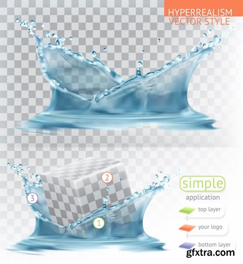 Collection water splash ice cube background is water droplet a splash of vector image 25 EPS