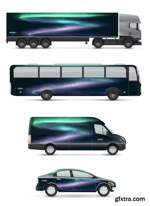 Collection of image for advertising on a car body truck minibus 23 EPS