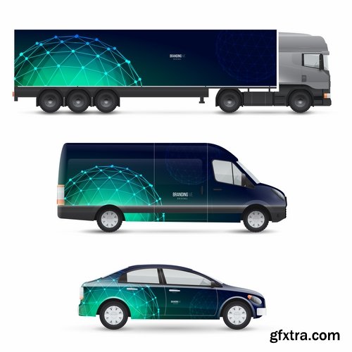 Collection of image for advertising on a car body truck minibus 23 EPS