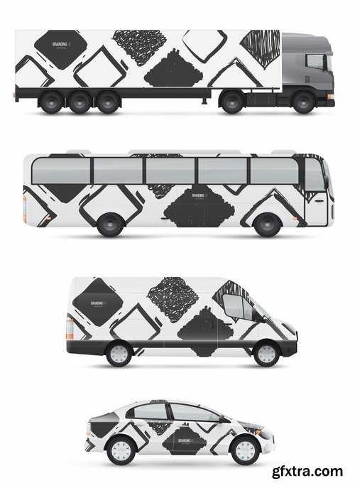 Collection of image for advertising on a car body truck minibus 23 EPS