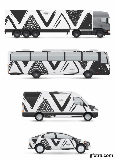 Collection of image for advertising on a car body truck minibus 23 EPS