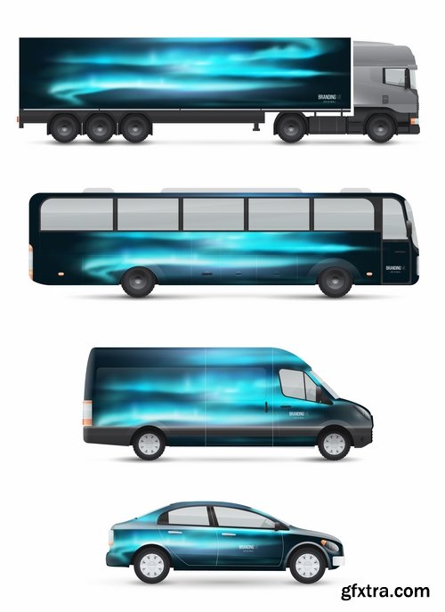 Collection of image for advertising on a car body truck minibus 23 EPS