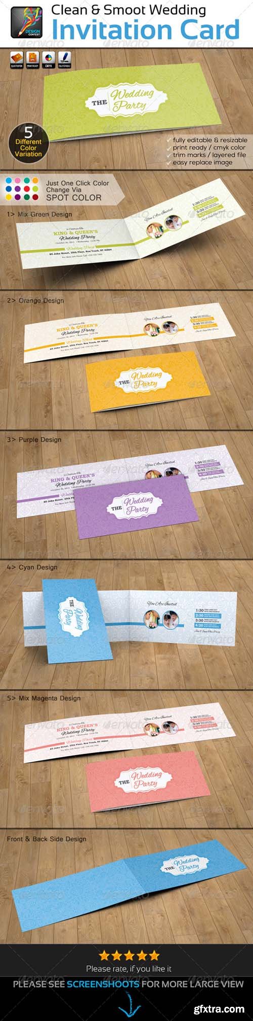 GR - Clean &amp; Smooth Folded Wedding Invitation Card 5967436