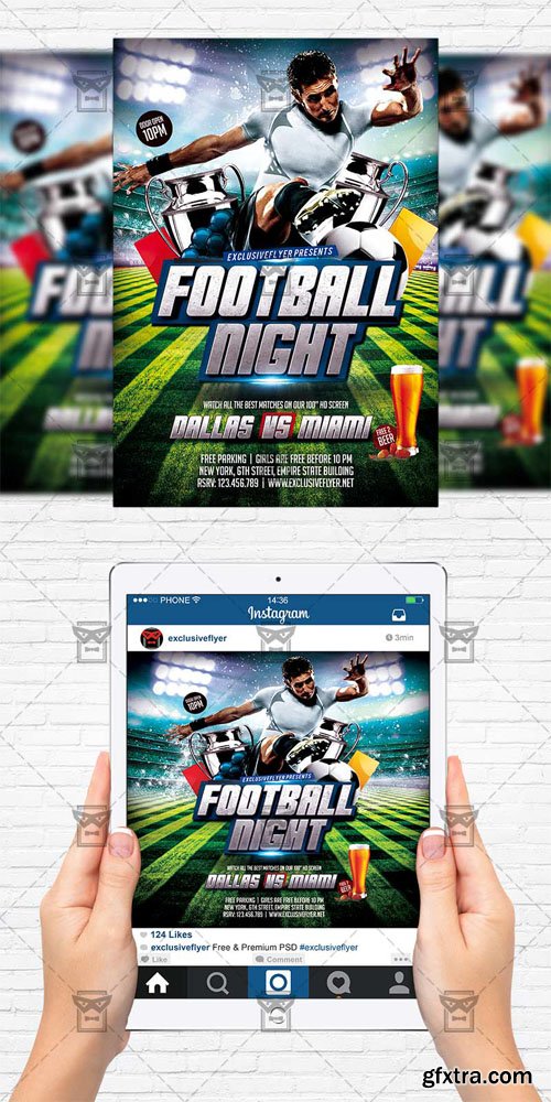 Football Night - Flyer Template + Instagram Size Flyer Football Night - Flyer Template + Instagram Size Flyer