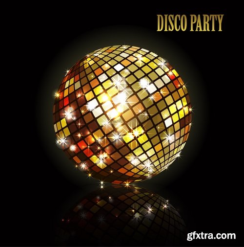Collection of disco party flyer banner fireworks rock concert jazz guitar 24 EPS