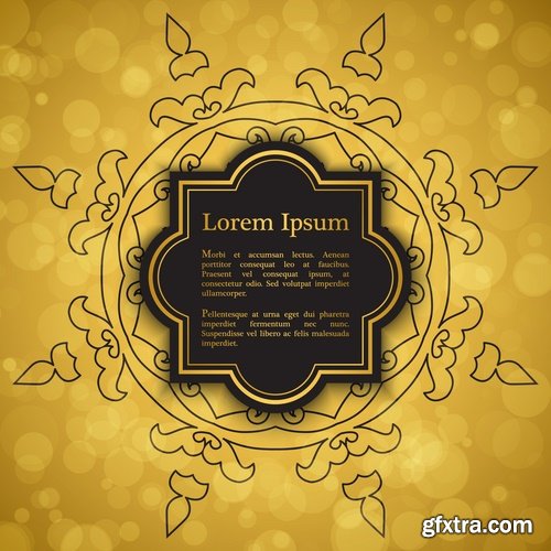 Collection of golden frame border invitation card cover ethnic ornament vector pattern picture 25 EPS