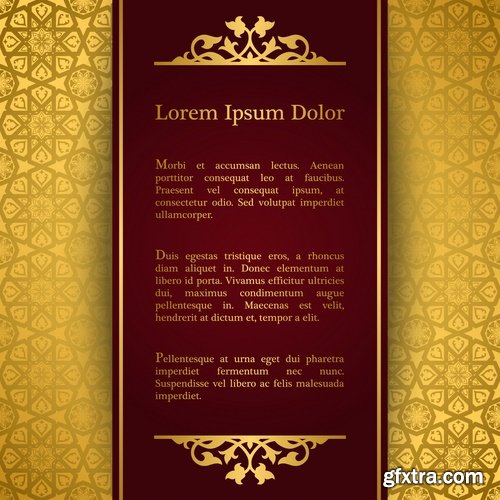 Collection of golden frame border invitation card cover ethnic ornament vector pattern picture 25 EPS