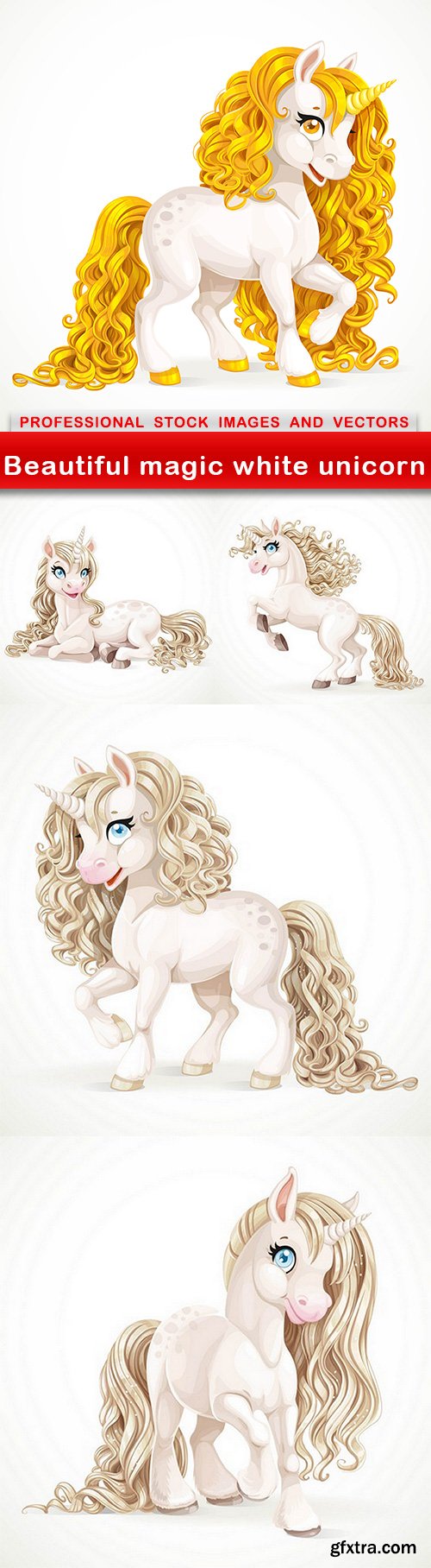 Beautiful magic white unicorn - 5 EPS