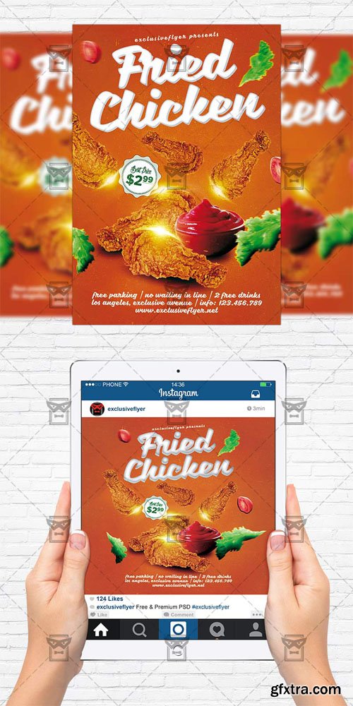 Fried Chicken - Flyer Template + Instagram Size Flyer Fried Chicken - Flyer Template + Instagram Size Flyer