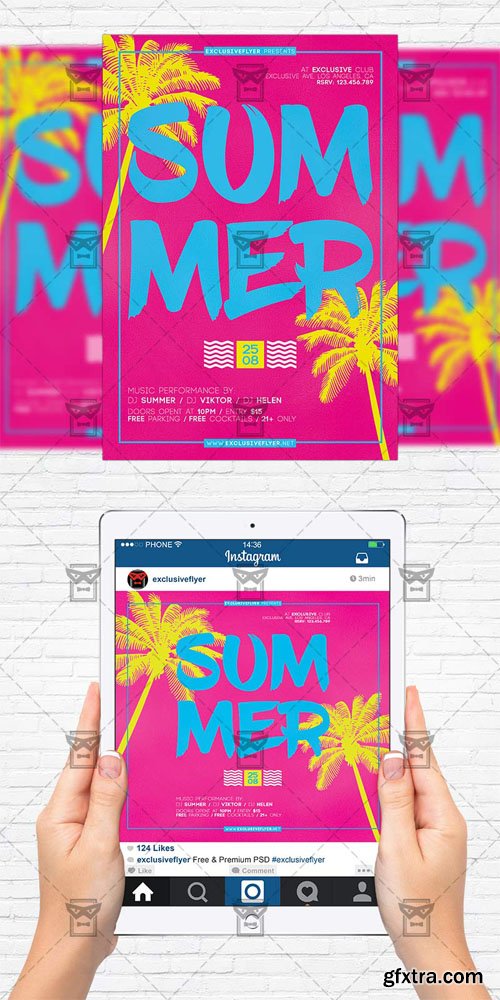 Summer Minimal Party - Flyer Template + Instagram Size Flyer Summer Minimal Party - Flyer Template + Instagram Size Flyer