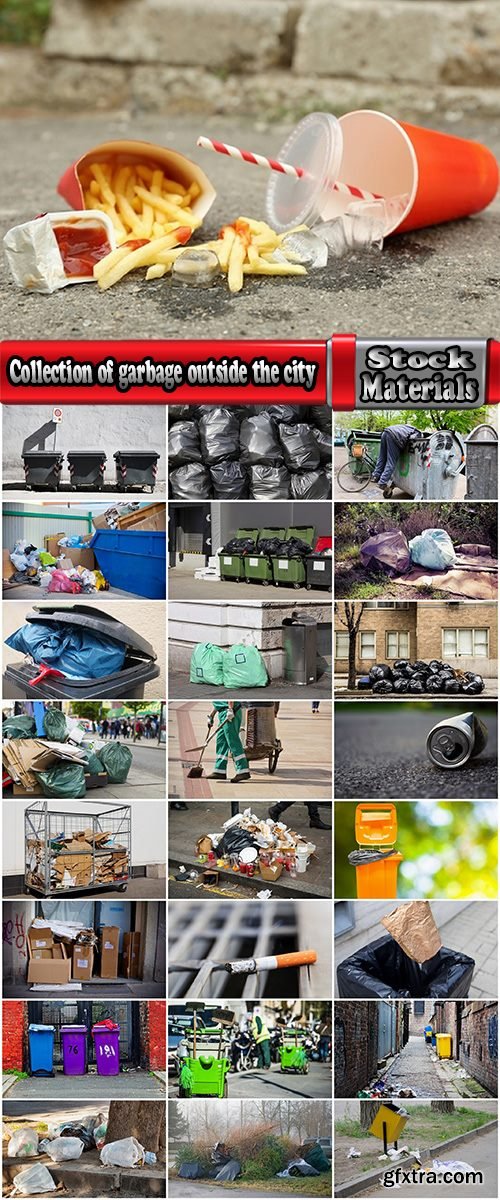 Collection of garbage outside the city dirty garbage container 25 HQ Jpeg