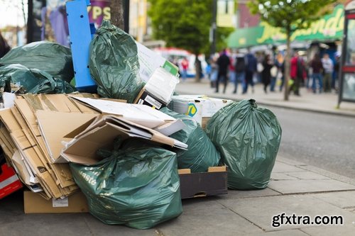 Collection of garbage outside the city dirty garbage container 25 HQ Jpeg