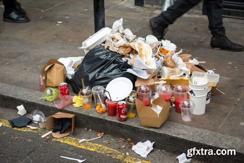 Collection of garbage outside the city dirty garbage container 25 HQ Jpeg