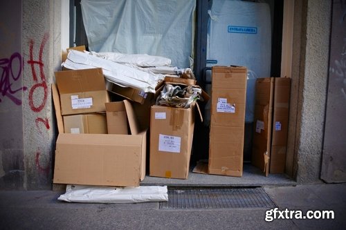 Collection of garbage outside the city dirty garbage container 25 HQ Jpeg