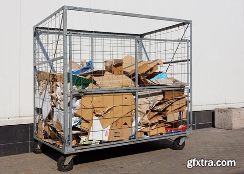 Collection of garbage outside the city dirty garbage container 25 HQ Jpeg