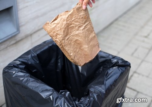 Collection of garbage outside the city dirty garbage container 25 HQ Jpeg