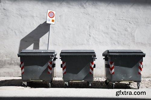 Collection of garbage outside the city dirty garbage container 25 HQ Jpeg