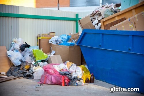 Collection of garbage outside the city dirty garbage container 25 HQ Jpeg